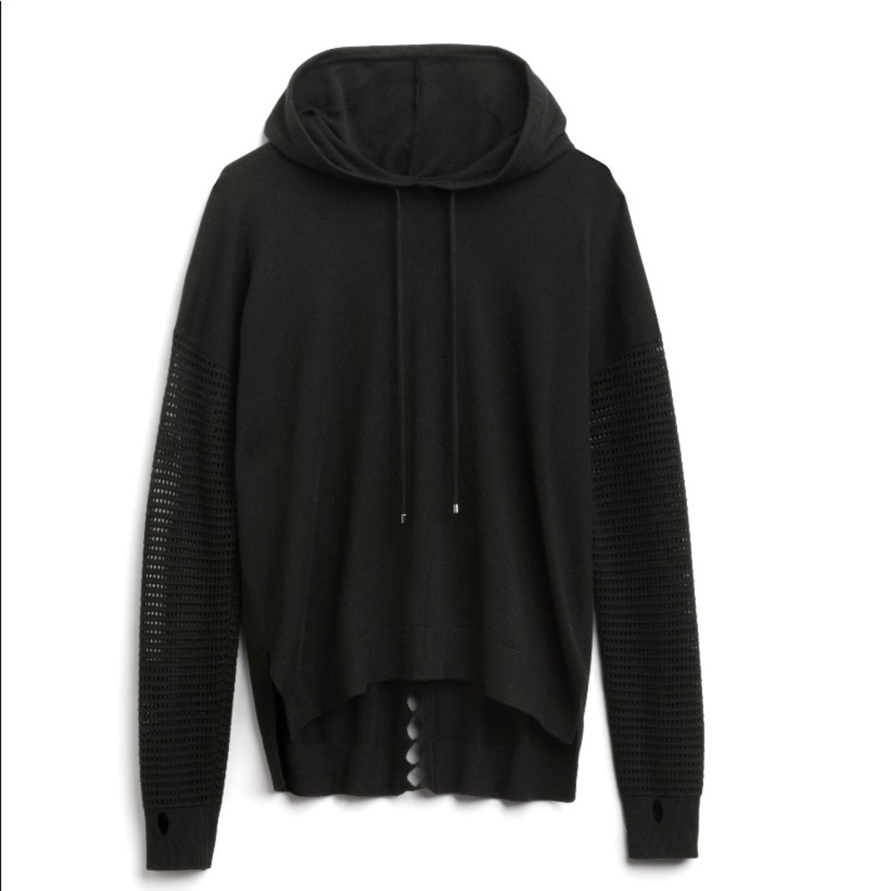 Antara Crochet Sleeve Hooded Pullover Sweater